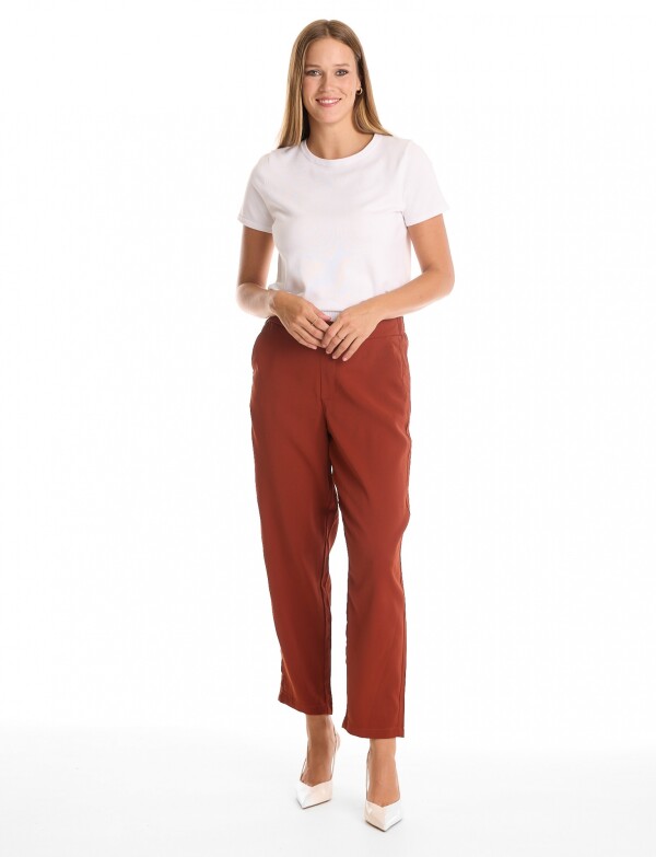 Pantalon Relaxed Fit & Cintura Elástica Posterior TERRACOTA