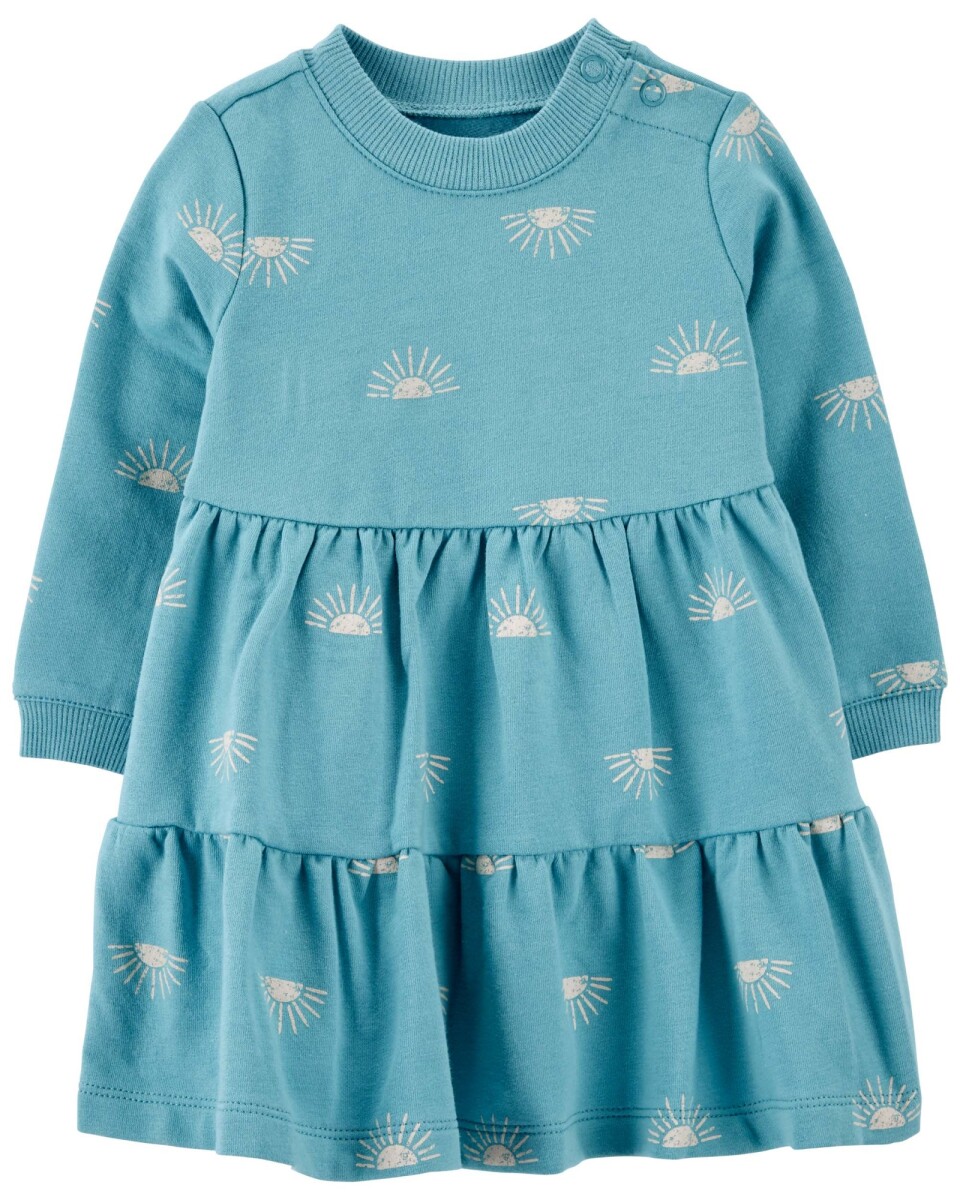 Vestido escalonado de algodón afelpado, diseño soles 