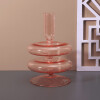 Porta velas de vidrio en colores ancho rosa