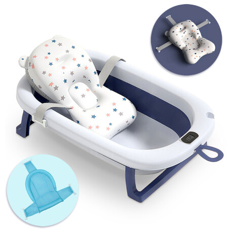 Set x 3 Bañito Bebé Plegable Control De Temperatura Celeste