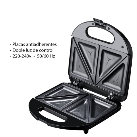 Sandwichera Eléctrica Antiadherente Termostato Segura Plata/negro