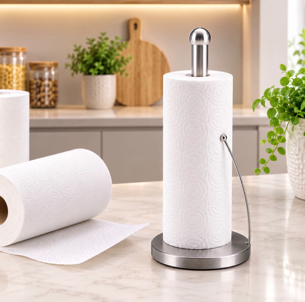 Porta rollos de Cocina de Acero Inoxidable con Base Antideslizante 