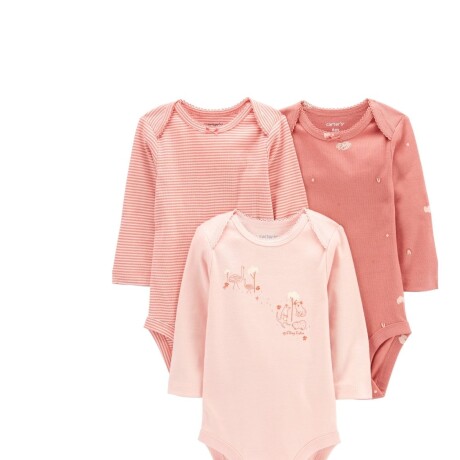 Pack X3 Bodies Carters Manga Larga Algodón ROSA