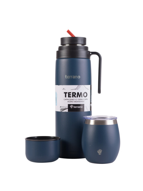 Kit Termo Manija Rigida + Mate con Tapa Azul Opaco
