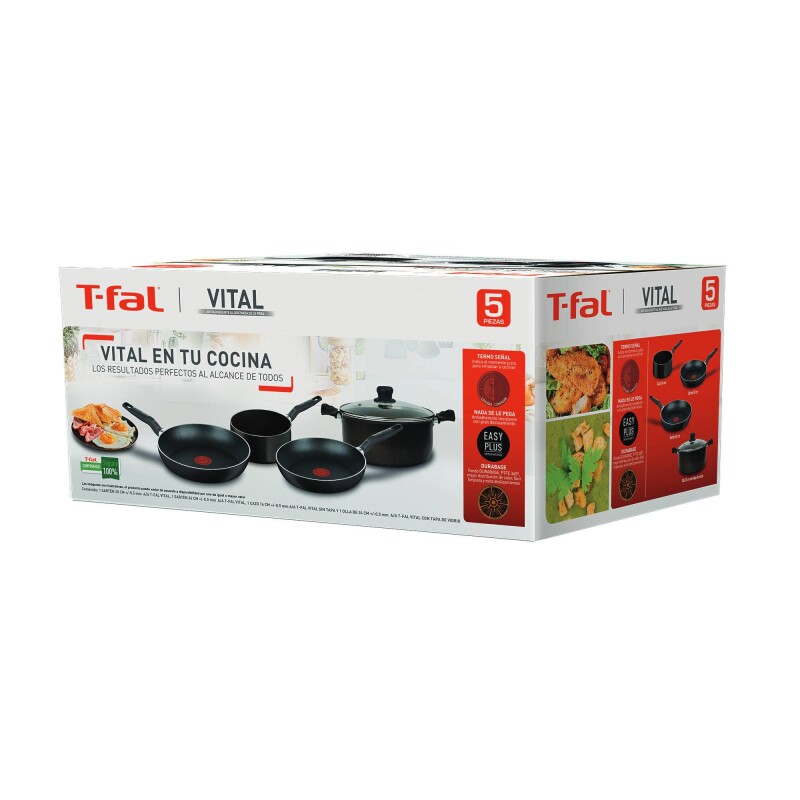 Batería de cocina Tefal 5 piezas antiadherentes | Color negro. Batería de cocina Tefal 5 piezas antiadherentes | Color negro.