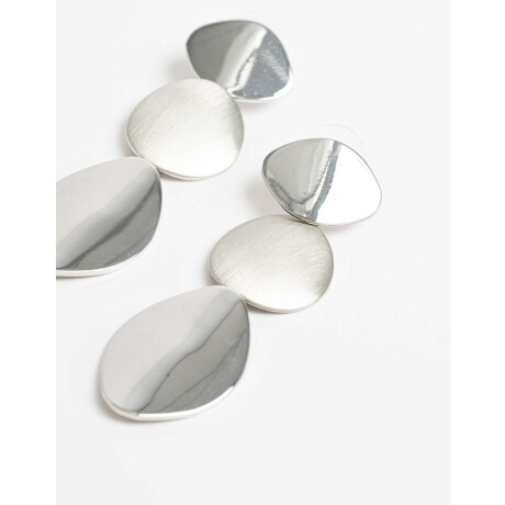 Aros Colgantes Largos Metal Plateado Rodio