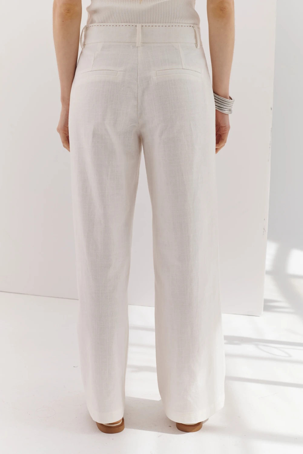 PANTALON LINO PIA blanco 4