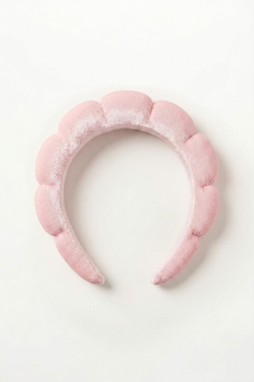 Vincha rígida con textura suave rosa