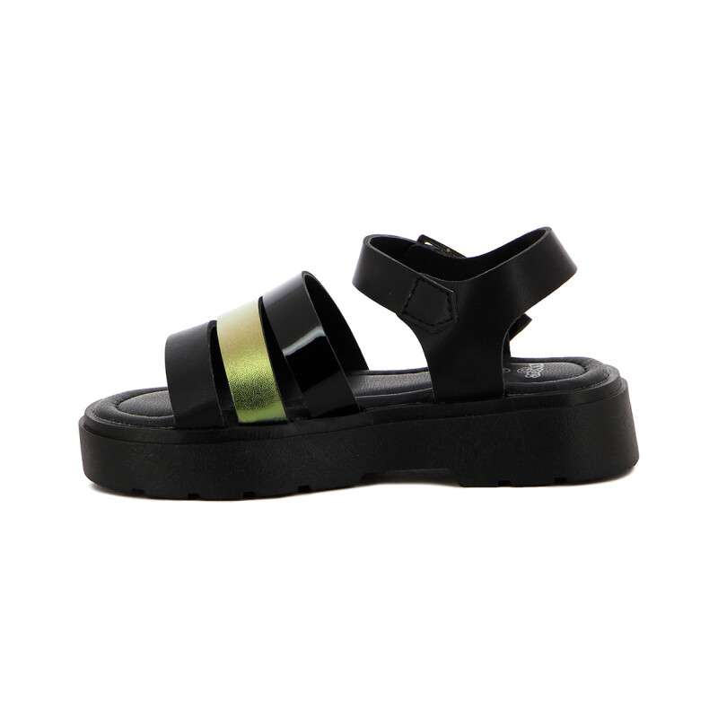 Angus Sandalia Niña Tres Tiras C/ Pulsera Y Hebilla Negro