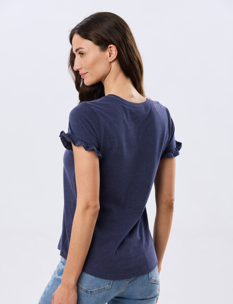 REMERA DE ALGODÓN CON VOLADO Azul