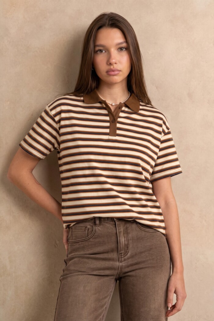Remera Polo Rayada Multi