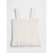 V-SMOCKED WOVEN TOP EYELET WHITE