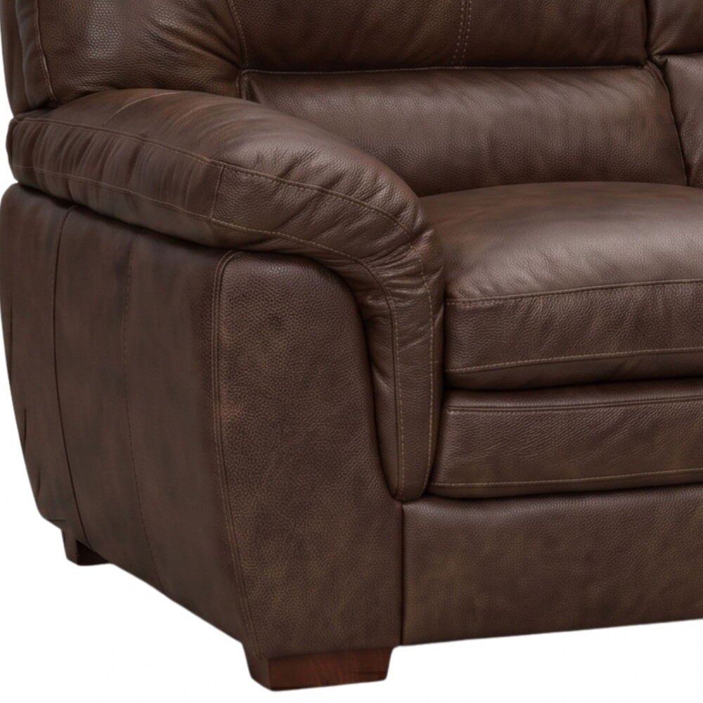 Sillon Livintus 2 Cuerpos Cuero Natural Cafe