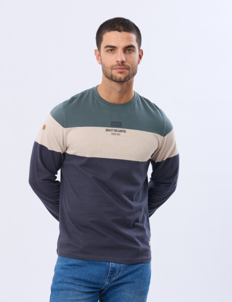 REMERA RAYADA DE ALGODÓN Azul