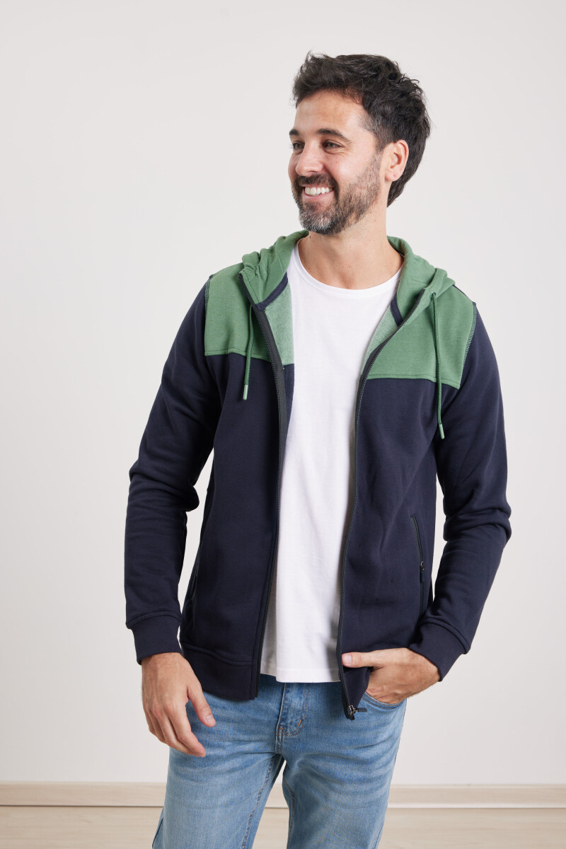 CARDIGAN HARRY - Verde Claro Melange / Azul Oscuro 