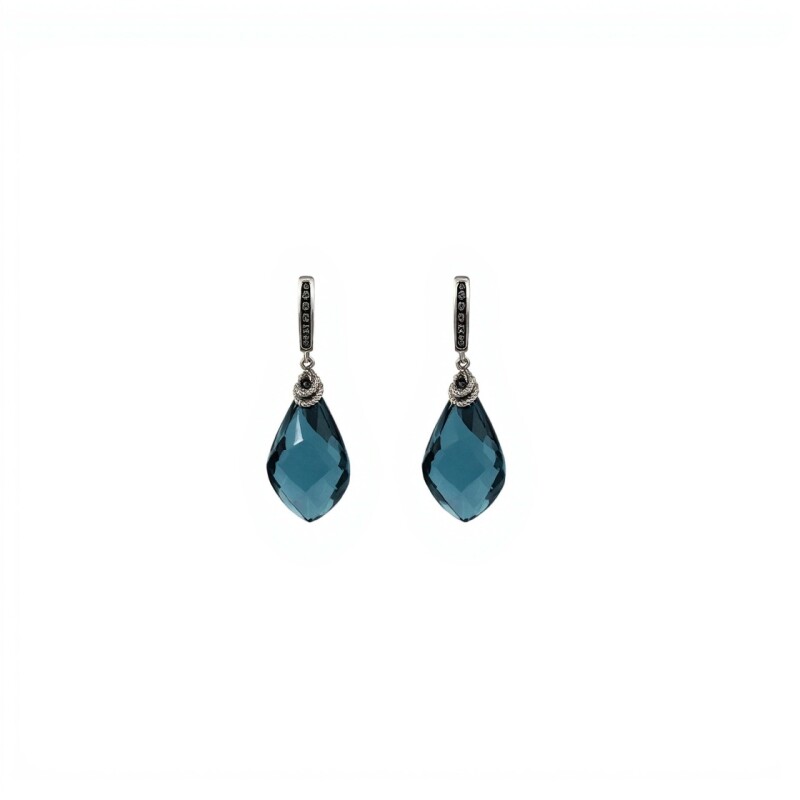 Caravanas colgantes Gotas de Cuarzo azul- Plata 925 - Cuarzo azul -CA3926 conpiedra