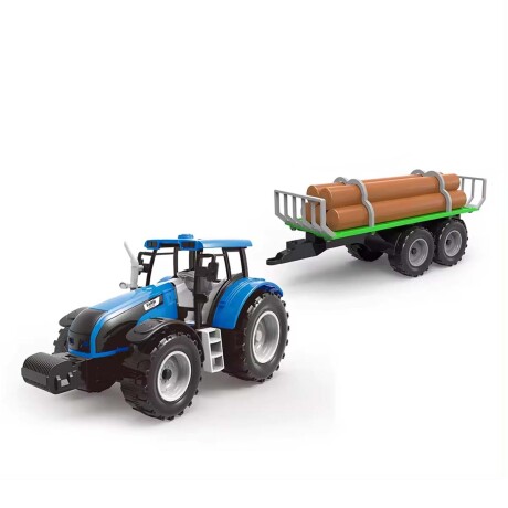 Tractor Camión con Tráiler Juguete a Fricción Plástico Niños Azul