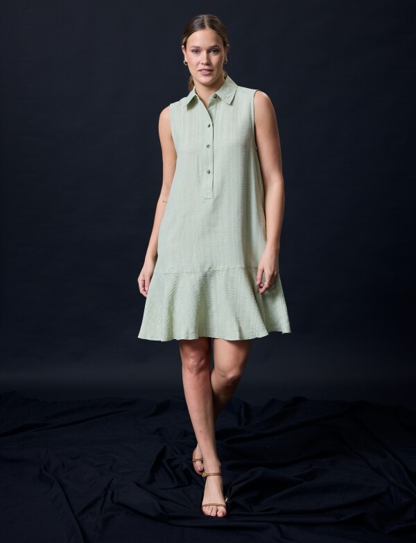 Vestido Escote Camisa VERDE