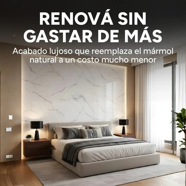Placa PVC Símil Mármol Utilizables 2,2X1,22 Resistente 3Mm Mármol Blanco Gris Claro 1