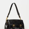 Cartera al hombro Elise en cuero arrugado Negro