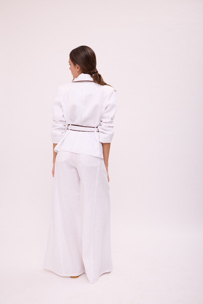 PANTALON WIDE XL LINEN SS26 Blanco