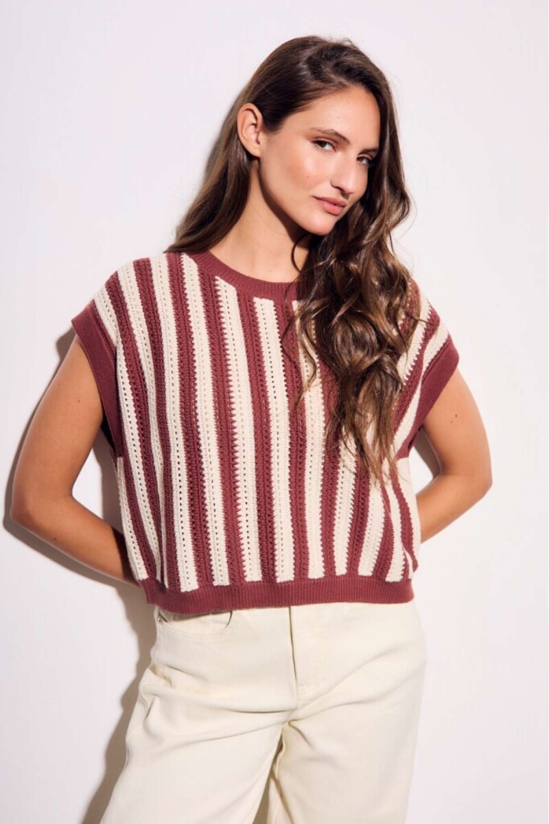 Chaleco Rayado - Bordeaux 