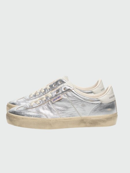 Golden Goose-Championes de cuero acordonados, Soul star Plateado
