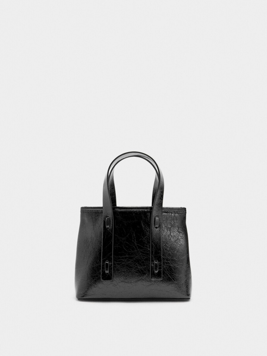 Bolso Tote Efecto Craquelado - negro 