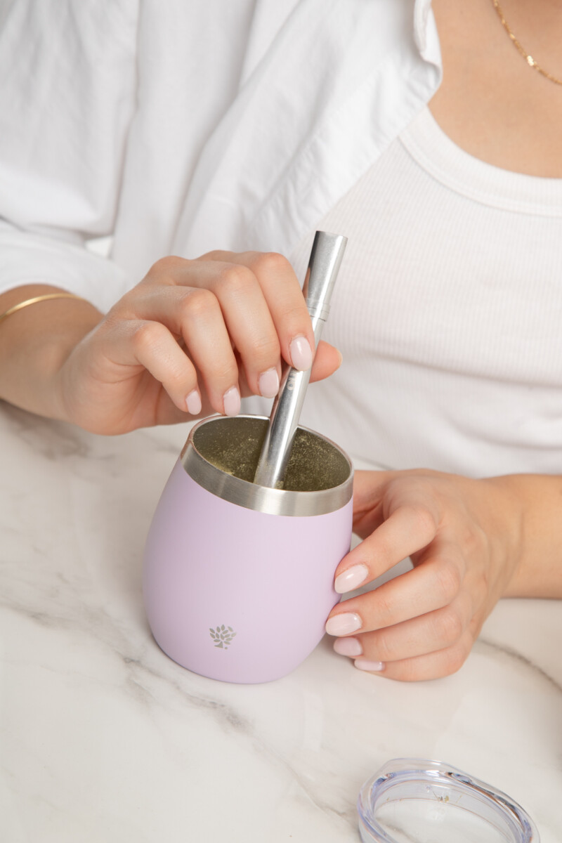 Mate Acero Inox. con Tapa - Lila 