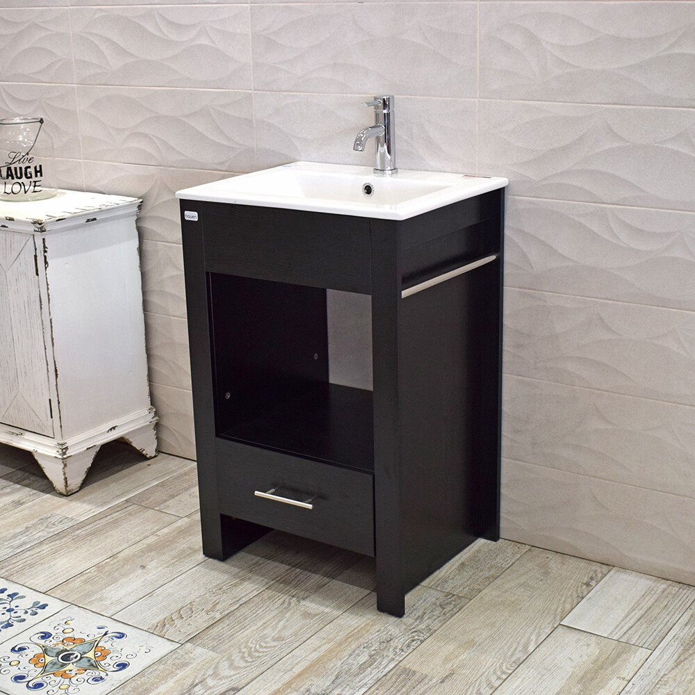 MUEBLE DE BAÑO EMV172N NEGRO CON BACHA DE LOZA Mueble De Baño Emv172n Negro Con Bacha De Loza