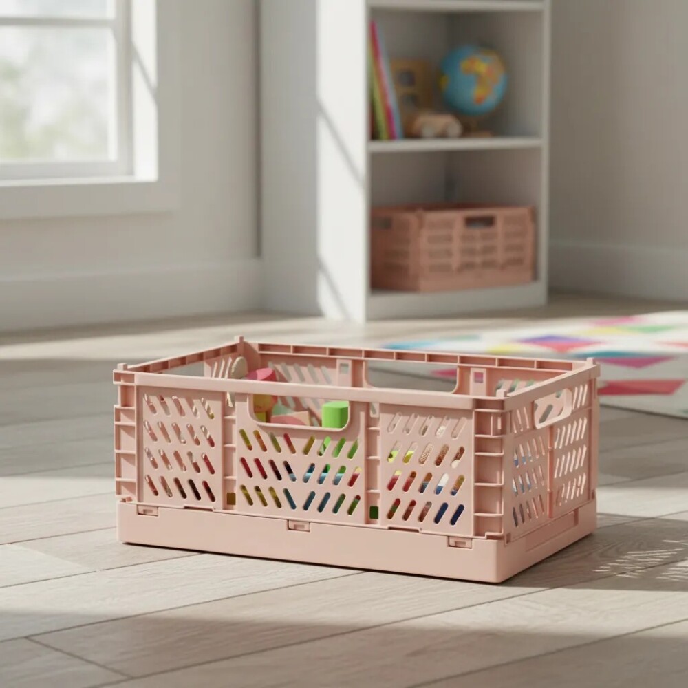 Cestos organizadores cajas plastico reforzado rosa