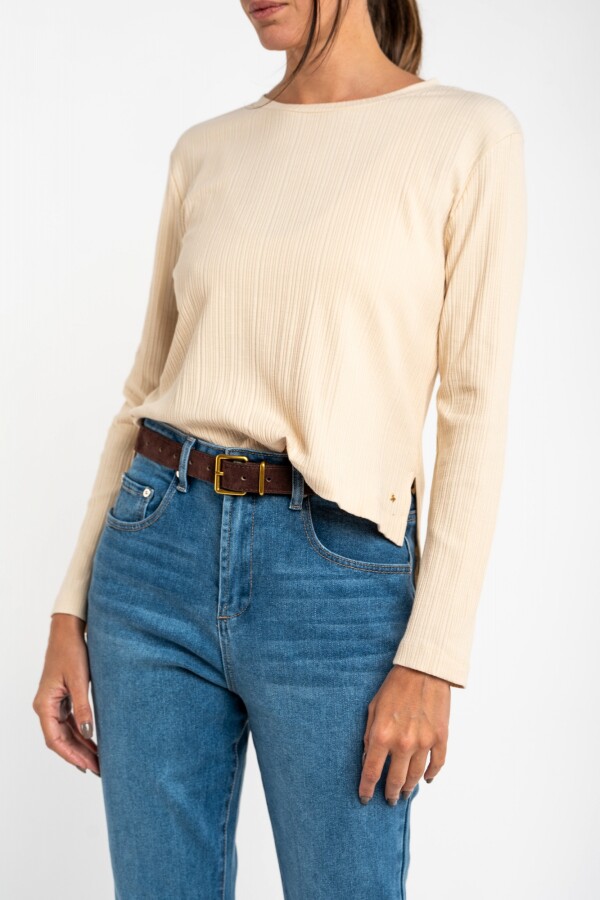 Remera Algodón Texturado Arena
