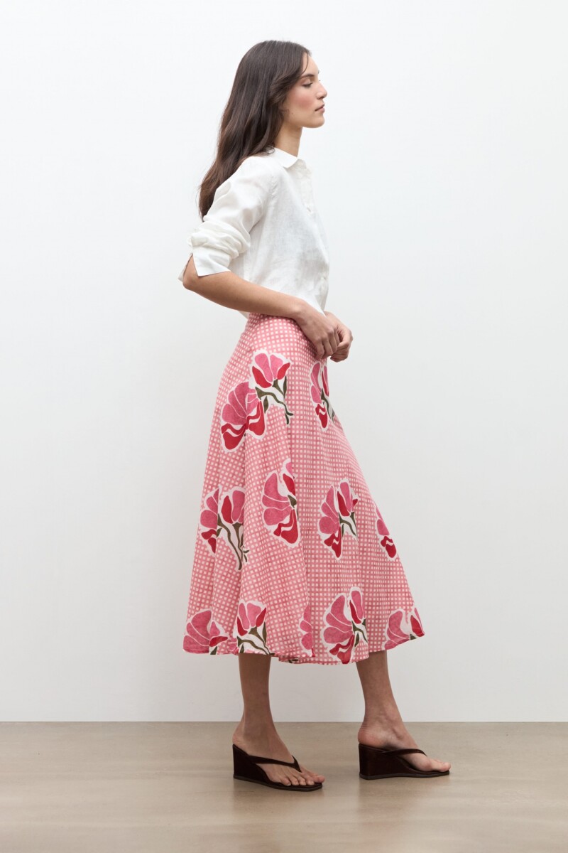 Falda estampa Malva floral rosado