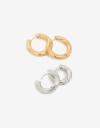 Aros Argollas Set Metal Set De Argollas De Acero Combinadas - Combinacion Bicolor