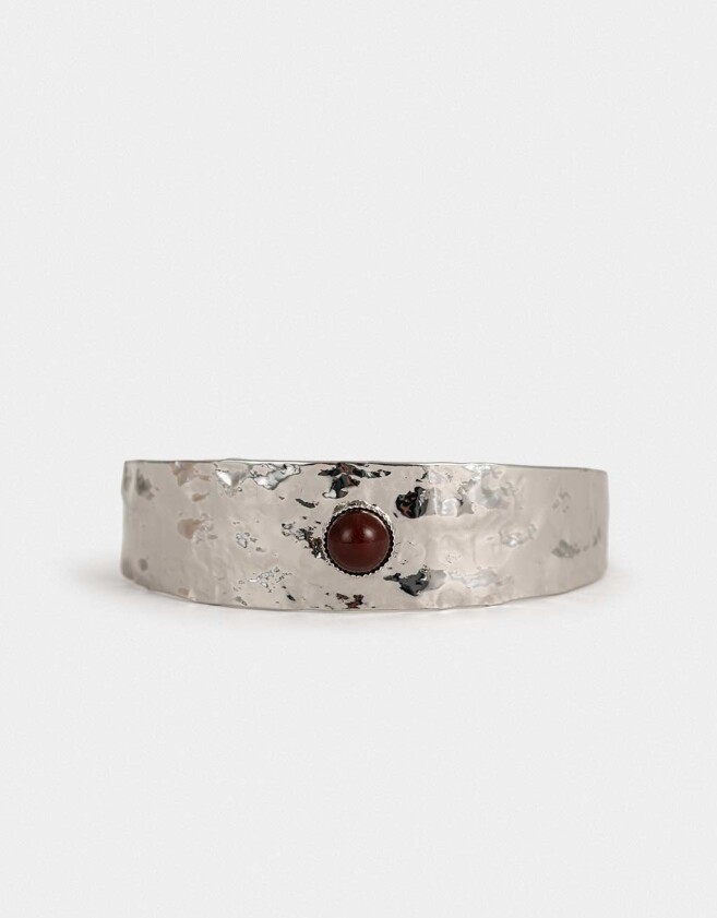 Brazaletes Piedra Brazalete De Metal - Plateado