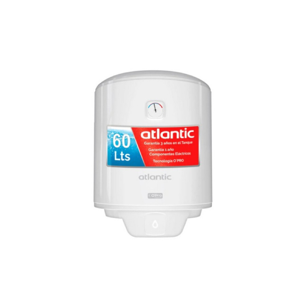 TERMOTANQUE ATLANTIC 60 Lts, TANQUE ACERO CLASE B blanco