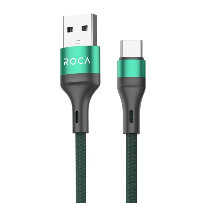 Cable USB-C Roca Rude 2M Verde 3A CABLE DE DATOS ROCA | RUDE | USB A TIPO C | 200CM | 3A | VERDE | 721386