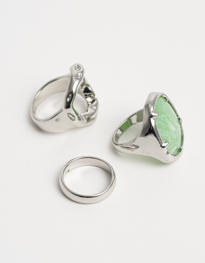 Sets Anillos Metal Anillos Set X3 De Metal - Plateado