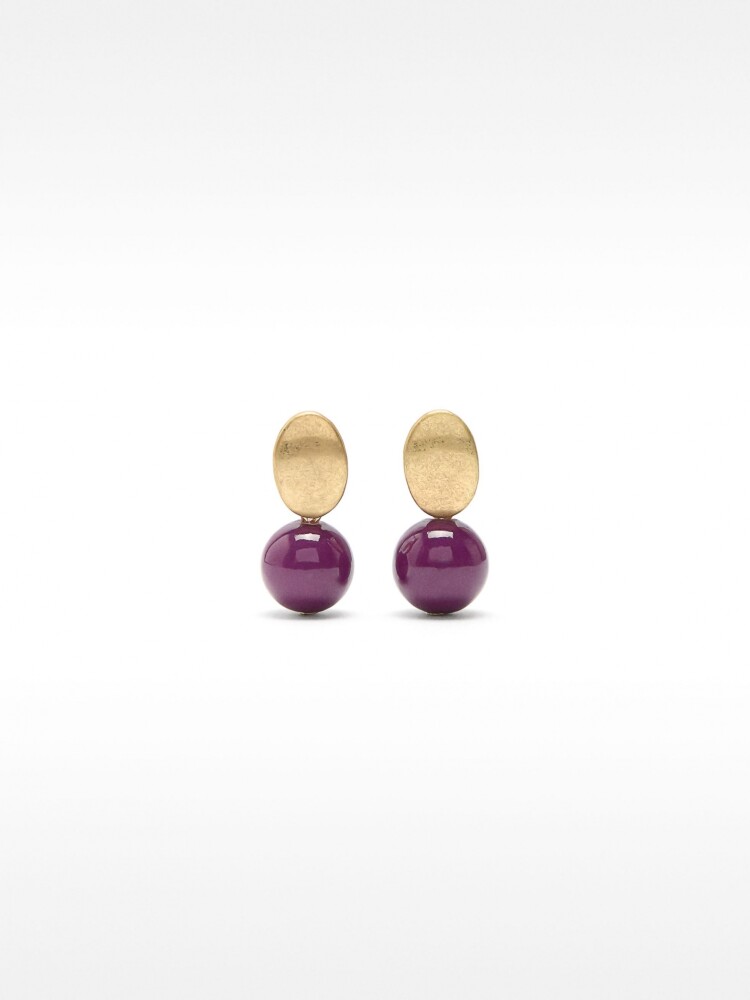 Pendientes Cortos Con Resina violeta