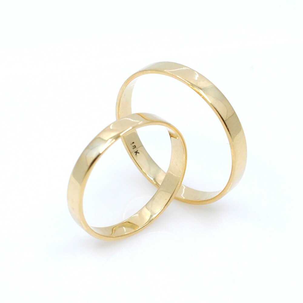 Par De Alianzas cinta clásica 3 mm Oro 18K amarillo Par De Alianzas cinta clásica 3 mm Oro 18K amarillo