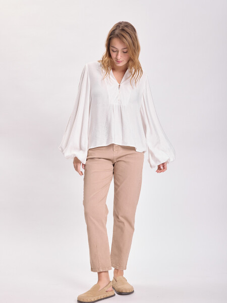 Blusa cuello v Blanco