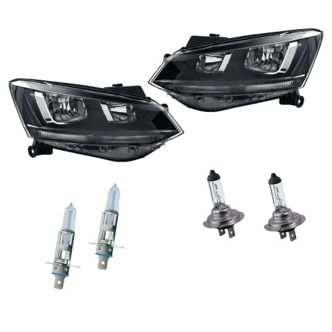 KIT DE SEMIOPTICAS DOBLE PARABOLA FONDO NEGRO + LÁMPARAS Kit De Semiopticas Doble Parabola Fondo Negro + Lámparas