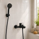 Grifería duchero teléfono + Soporte + Colilla baño NEGRO
