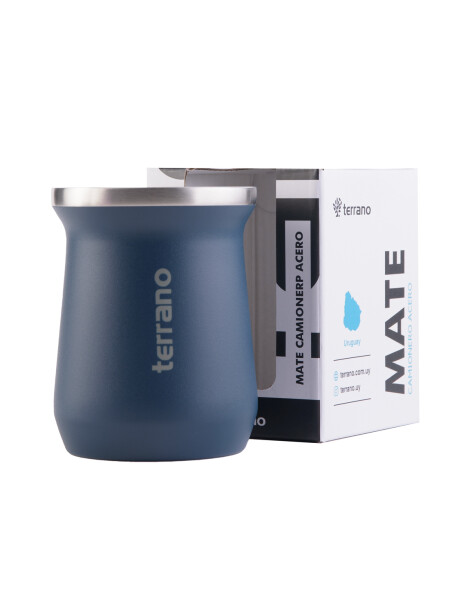 Mate Acero Inox. Camionero Opaco Azul