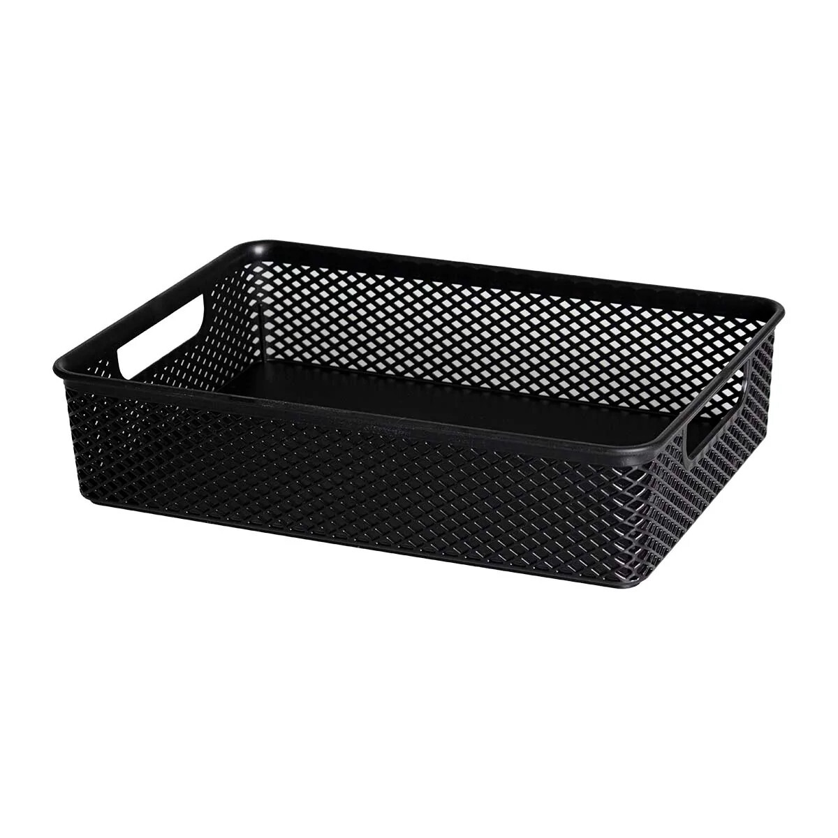 CESTO ORGANIZADOR LINEA NEGRO SIN TAPA 39X27X7.5 CM. 