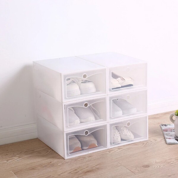 Caja Zapatos Zapatera Transparente Organizador Apilable Color Variante Blanco