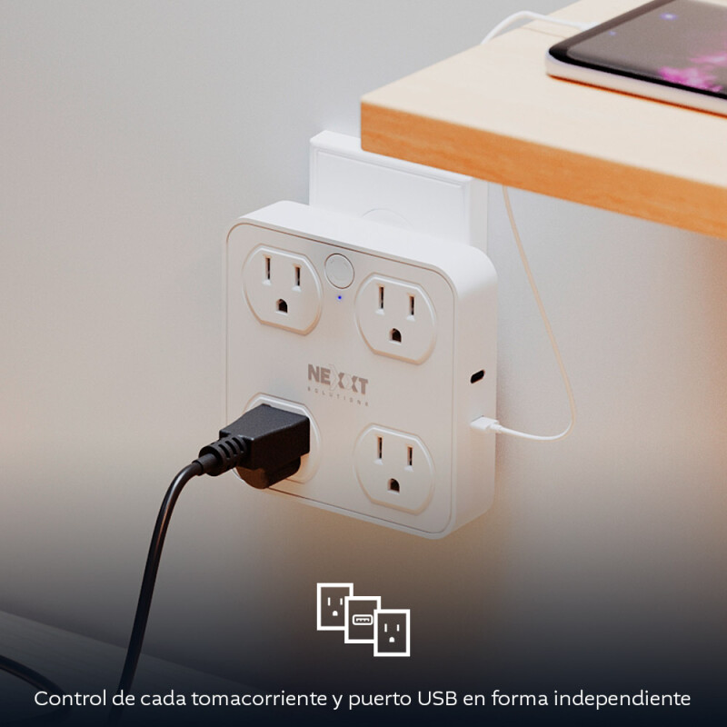 PROTECTOR DE SOBRETENSIÓN SMART,2 PUERTOS USB PARA CARGA,CONTROL POR VOZ 001
