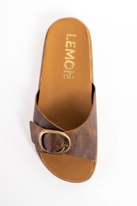 Sandalias De Cuero Hebilla Redonda Chocolate