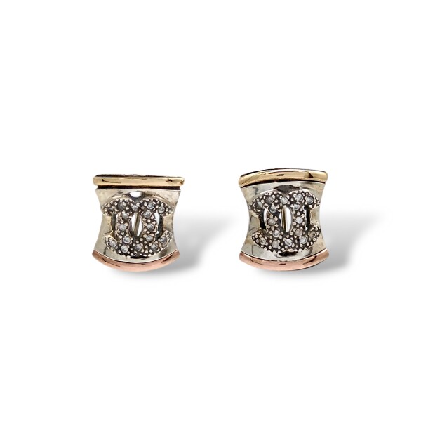 Caravanas Vintage Zirconia-Plata y oro-Zirconia-CA5131 conpiedra