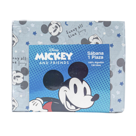 Juego de sábanas infantil 130 hilos 1 plaza 100% algodón Mickey Celeste